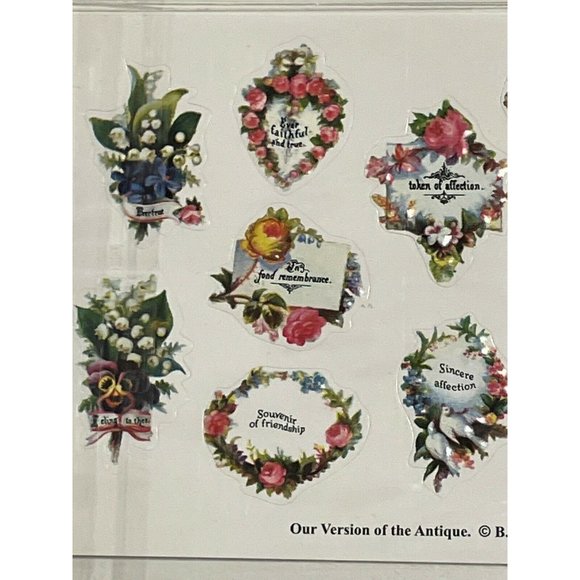 NOS Vtg 1980s Victorian Floral Embossed stickers - Picture 4 of 7